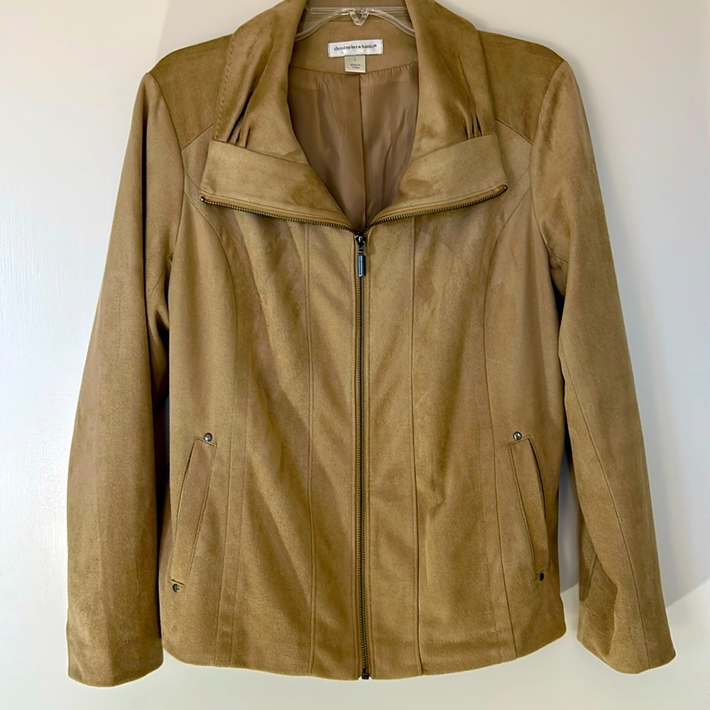 Christopher & Banks tan jacket, faux suede, size  L